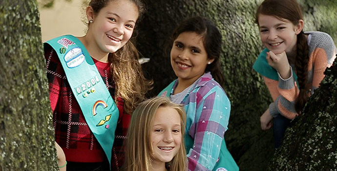 Girl Scouts in tree