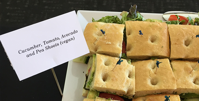 sandwiches with vegan sign