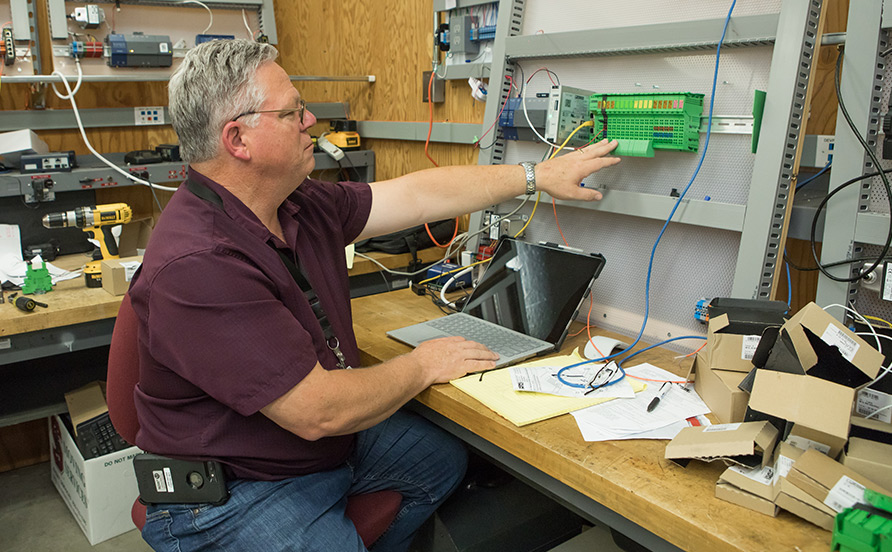 Person working on energy equipment