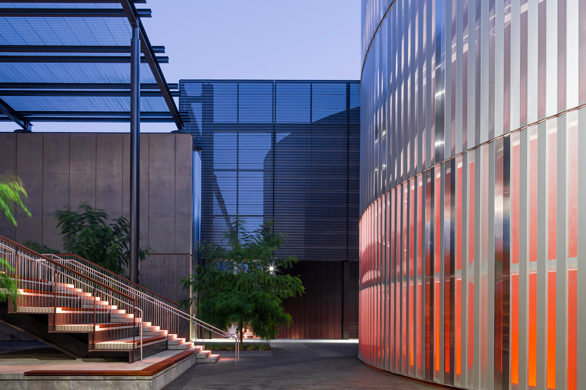 Photo of staircase and clean energy buildings